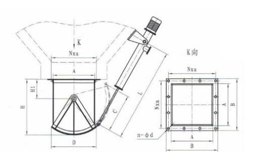 SZ扇形閘門電液動(dòng)AⅠ型扇形閘門外形簡圖-河南振江機(jī)械