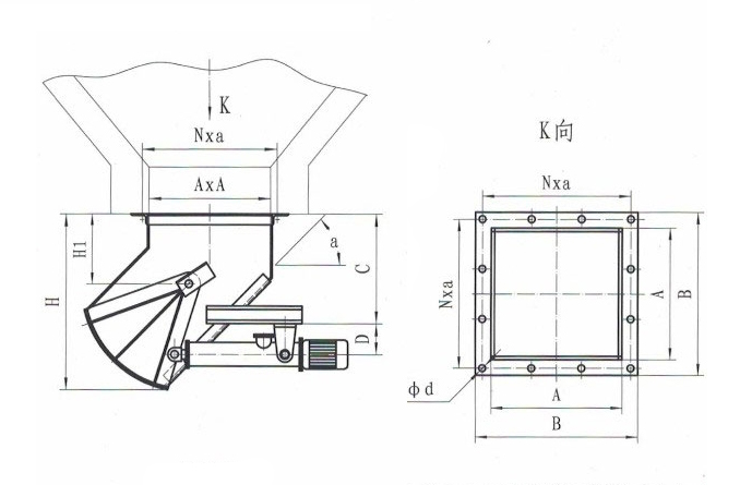 SZ扇形閘門電液動(dòng)B45Ⅱ型扇形閘門外形簡圖-河南振江機(jī)械